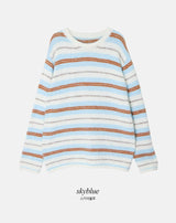 Multi Border Wool Hairy Loose Knit (2color)