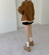 (100% SHEEPSKIN🐑🤎) 2 COLORS キュートフェミニンバターセミショートマウンテンコート
