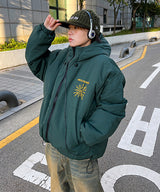 Oversized Two-Way Washed Puffer Jacket (6oz)
