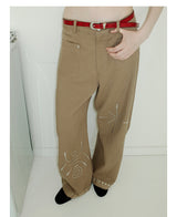 UnsocialNight2025 Autumn New Products Copper Hot Diamond Machete Casual Elastic Waist Mopping Trousers Women