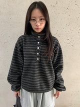 ペタンズブラッシュハイネックボーダー裏起毛スウェットシャツ