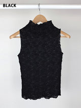 FLOWER LACE HALF-NECK SLEEVELESS (3C)