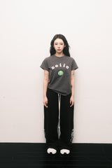 Seiie テニスアップリケTシャツ スリムフィット レッド