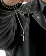 NN-101 Black Line Cross Necklace