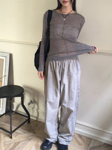 ソーンウールテンセルカットシースルーレイヤードTシャツ