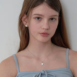 Silver 925 Luna Pearl Ribbon Heart Earring
