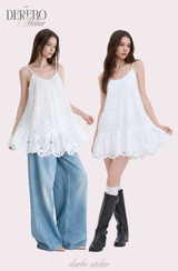 Punching Daisy White Sleeveless Dress 
