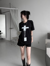 cross lettering crack T (3color)