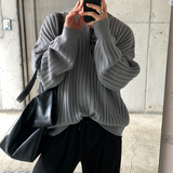  Isabelle Vienna V-Neck Loose Fit Ribbed Long Sleeve Knit