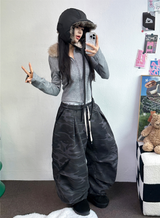 BALLOON MILITARY SWEAT PARACHUTE PINTUCK PANTS 🩶💚🖤2COLOR