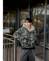 Night camo raccoon fur hood padding