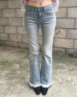Lowrise fringe boots cut pants