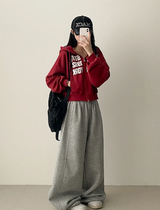 New York Lettering Two Way Cropped Hooded Zip-Up