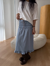 side button smocking skirt & dress 