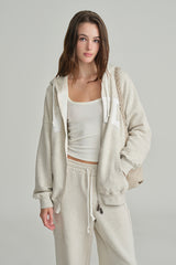 NYC hooded zip-up, Light Melange