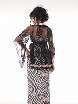 [EVIL TOOTH] Lace swallowtail butterfly Chinese style narrow-arm wide-sleeve cover-up, V-neck lace see-through swallowtail irregular waist design