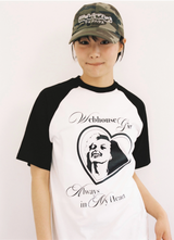 Webhouse ガールフォーエバーラグランTシャツ - ブラック/ホワイト