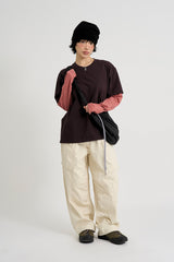 ツートンボーダーレイヤード長袖Tシャツ