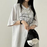 フェイスハートボクシーフィット半袖Tシャツ