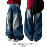 lipo pintuck washing denim wide pants