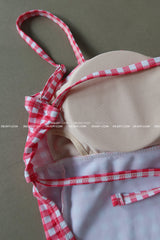 Gobang Checkered Cover-Up Backless Bikini