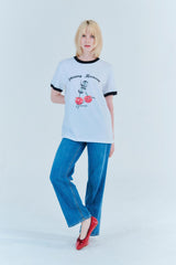 チェリーリンガーTシャツ_ホワイト/ブラック