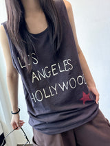 Penny Tattoo Print Oversized Longline Sleeveless Top 5color