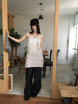 [Muffler set] ルーシングリンクルリボンストラップスリーブレスドレス