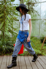 フラワークロップTシャツ(ブルー)