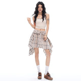 Vintage Check Ribbon Wrap Mini Skirt