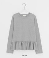 ラパスコットンフリル長袖Tシャツ