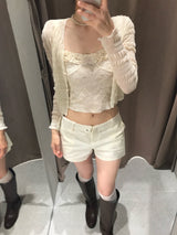 Sugar Dairy Frill Lace Sleeveless Top