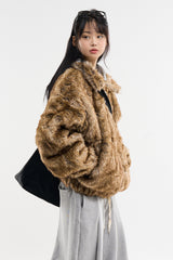 Luna detachable hood loose fur jacket