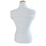 レースオフショルダーコルセットリボンプリントショートスリーブTシャツ(White)