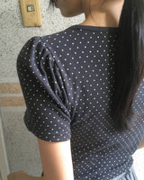 Hael Dot Puff Sleeve Strap T-Shirt
