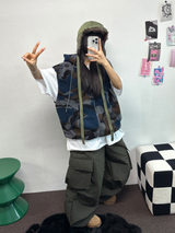 ヒーター❤カーゴオーバーロングバンディングパンツ 🩶🖤🤎💚4COLOR
