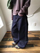 Celes Back Adjust Raw Denim Wide Pants