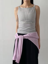 Tencel Striped Boat Neck Sleeveless