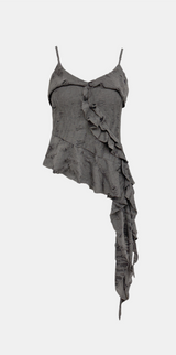 Unbalanced Frill Sleeveless Top