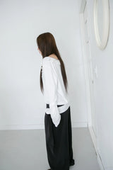 ruffle v-neck loose top(3colors)