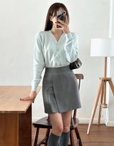Dews Unbalance Pleats Wrap Skirt Pants