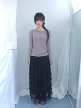 Cloud chiffon frill long skirt