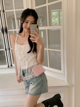 [SHOPPERMADE] Flower See-through 2WAY Sleeveless Blouse