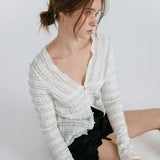 FRILL BUTTON CARDIGAN / IVORY