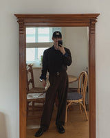 Melo Belted Two-Tuck Wide Slacks