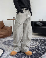 Arc line curved cotton pants