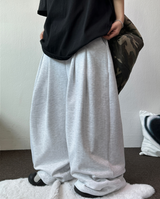 ツーダブルピンタックバルーンワイドロゴパンツ 🤍🩶🖤3カラー