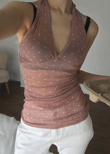 POLKA DOT HALTER SLEEVELESS