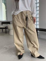 CURVED TUCK COTTON TROUSER