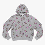 Twister Heart Bear Hoodie Zip-up - Grey